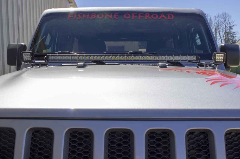 Jeep Wrangler JL Auxiliary Light Mounting Bracket - Fishbone Offroad - Cowl Light Brackets FB211110 - Black textured powder coat - `18-`27